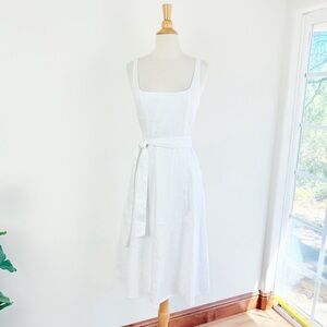 Banana Republic square neck linen cotton blend White Dress